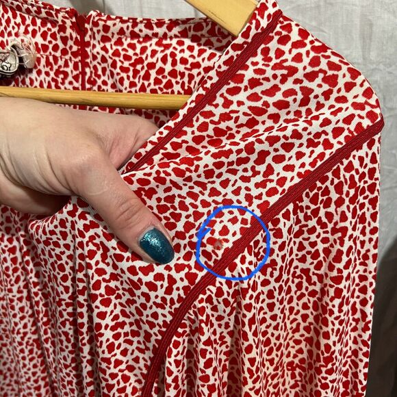 Sundays Child Vintage 70's Red & White Spotted Long Sleeve A-Line Mini Dress - Picture 14 of 16